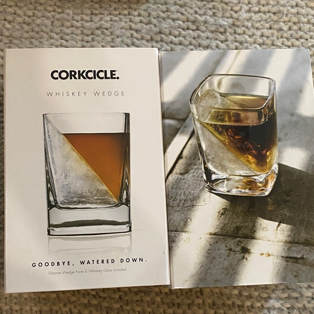 Corkcicle Whiskey Wedge Glass with Amber Accent bundle of 2 new in boxes